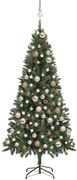 vidaXL Árvore Natal artificial pré-iluminada c/ bolas e pinhas 180 cm