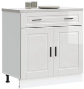 vidaXL Armário base cozinha Porto derivados madeira branco brilhante