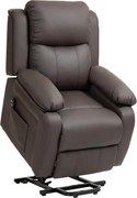 HOMCOM Poltrona Relax Levanta Pessoas com Controle Remoto Reclinação Elétrica de 160° Apoio para os Pés 76x90x105 cm Castanho Escuro | Aosom Portugal
