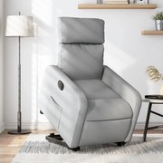 vidaXL Poltrona reclinável elevatória elétrica tecido cinzento-claro