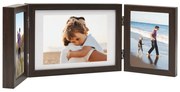 vidaXL Moldura com três dobras 28x18 cm+2x(13x18 cm) castanho-escuro