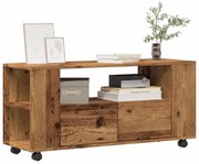 vidaXL Móvel de TV c/ rodas 102x34,5x43cm deriv. madeira madeira velha
