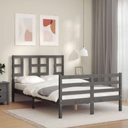 Estrutura de cama com cabeceira 120x200 cm madeira maciça cinza