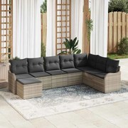 vidaXL Conjunto de Sofás de Jardim com 8 peças e almofadas cinza claro de Poliratan.