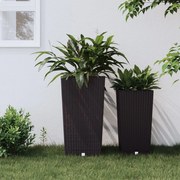 vidaXL Vaso com interior removível 21 / 49 L vime PP castanho
