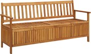 vidaXL Banco de arrumação para jardim 170 cm madeira de acácia maciça