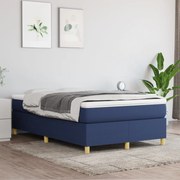 vidaXL Cama com molas/colchão 120x200 cm tecido azul