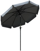 Outsunny Chapéu de Sol de Jardim Ø266x248,5 cm Proteção UV50+ Chapéu de Sol de Alumínio Inclinável com Teto de Ventilação Cinza Escuro