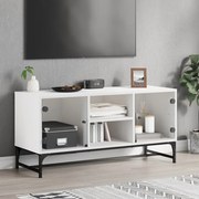 vidaXL Móvel de TV c/ portas de vidro 102x37x50 cm branco