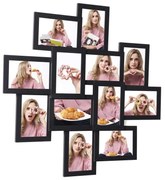 Quadro-colagem para 12 fotos com vidro frontal | SONGMICS | 63.3 x 63.3 x 3.6 cm | preto | RPF22BK.