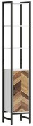 HOMCOM Coluna Casa de Banho Armário Alto Casa de Banho com 3 Prateleiras Abertas e Prateleira Ajustável 30x30x170 cm Branco e Madeira | Aosom Portugal