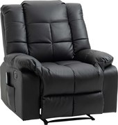 HOMCOM Poltrona de Massagem Poltrona Relax Reclinável com 8 Pontos de Massagem Controlo Remoto Estofada em PU 94x99x99 cm Preto | Aosom Portugal
