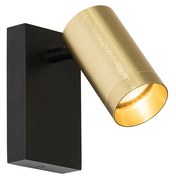 Candeeiro de parede preto com dourado ajustável com interruptor - Jeana Luxe