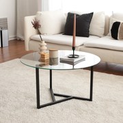 Mesa de Centro Trio Sehpa – Transparente e Preto – 75x42x75 cm
