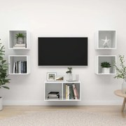 vidaXL 5 pcs conjunto de móveis de TV contraplacado branco brilhante