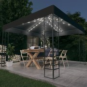 Tenda de jardim com cordões de luzes LED 3x3 m antracite