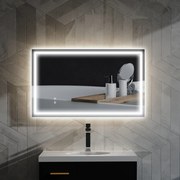 Espelho Casa de Banho com Luz LED 100x60 cm Espelho de Parede com Iluminação Anti-Embaciamento Brilho Ajustável e Interruptor Tátil