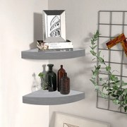 vidaXL Prateleiras canto parede 2 pcs 35x35x3,8cm MDF cinzento cimento
