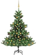 vidaXL Árvore Natal artif. c/ LEDs/bolas 150 cm abeto caucasiano verde