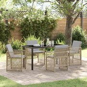 Conjunto de Jantar de Jardim VidaXL 5 Peças com Almofadas Bege Poli Rattan
