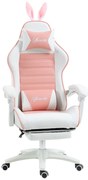 Vinsetto Cadeira Gaming Giratória de Couro PU com Altura Ajustável Inclinável 135° Apoio para a Cabeça 65x63x136-142 cm Rosa e Preto | Aosom Portugal