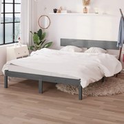 vidaXL Estrutura de cama 140x190 cm pinho maciço cinzento