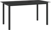 vidaXL Mesa de jardim em alumínio e vidro 150x90x74 cm preto
