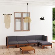 vidaXL 6 pcs conjunto lounge de jardim c/ almofadões acácia maciça