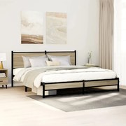 vidaXL Estrutura de cama sem colchão 180x200cm metal carvalho sonoma
