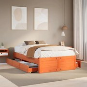 vidaXL Cama sem colchão com gavetas madeira pinho maciça castanho-mel