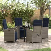 vidaXL Conjunto de Jantar para Jardim 5 pcs Cinzeto vime PE