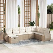 vidaXL 8 pcs conjunto de sofás p/ jardim com almofadões vime PE bege