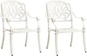 vidaXL Cadeiras de jardim 2 pcs alumínio fundido branco