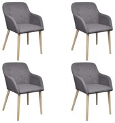 vidaXL Cadeiras jantar 4 pcs tecido cinzento-claro e carvalho maciço