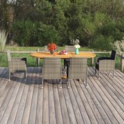 vidaXL 7 pcs conjunto de jantar para jardim vime PE antracite