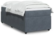 vidaXL Cama com molas/colchão 100x200 cm veludo cinza-escuro