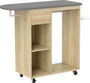 HOMCOM Armário de passar em madeira tábua de passar com rodízios barra de suspensão prateleira 125 x 43,5 x 102,5 cm madeira natural | Aosom Portugal