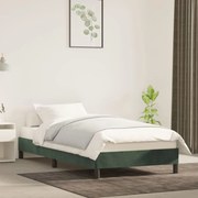 Estrutura de cama 100x200 cm veludo verde-escuro