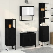 vidaXL Conjunto de Móveis para Banheiro 4 pcs Preto Madeira processada