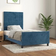 Estrutura de cama sem colchão 90x190 cm veludo azul-escuro