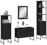 vidaXL 4 pcs conjunto móveis casa de banho derivados de madeira preto