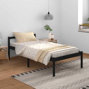 vidaXL Cama para idosos 100x200 cm pinho maciço preto