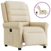 vidaXL Poltrona reclinável elétrica tecido cor creme