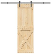 vidaXL Porta de correr com ferragens 70x210 cm madeira de pinho maciça