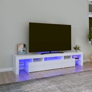 Móvel de TV com luzes LED 200x36,5x40 cm branco brilhante