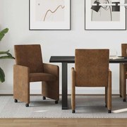 vidaXL Cadeiras de Jantar com Rodas 2 pcs Castanho 57 x 66 x 94 cm