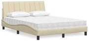 vidaXL Cama com colchão 140x190 cm tecido cor creme