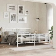 vidaXL Estrutura de cama com cabeceira e pés 200x200 cm metal branco