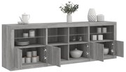 vidaXL Aparador com luzes LED 202x37x67 cm cinzento sonoma