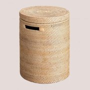 Cesto Para Roupa Redondo Ø30 Cm Em Rattan Guacui Natural - Sklum